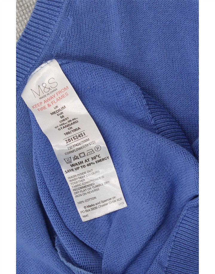 Marks & Spencer Herre V-hals sweater mellemblå bomuld