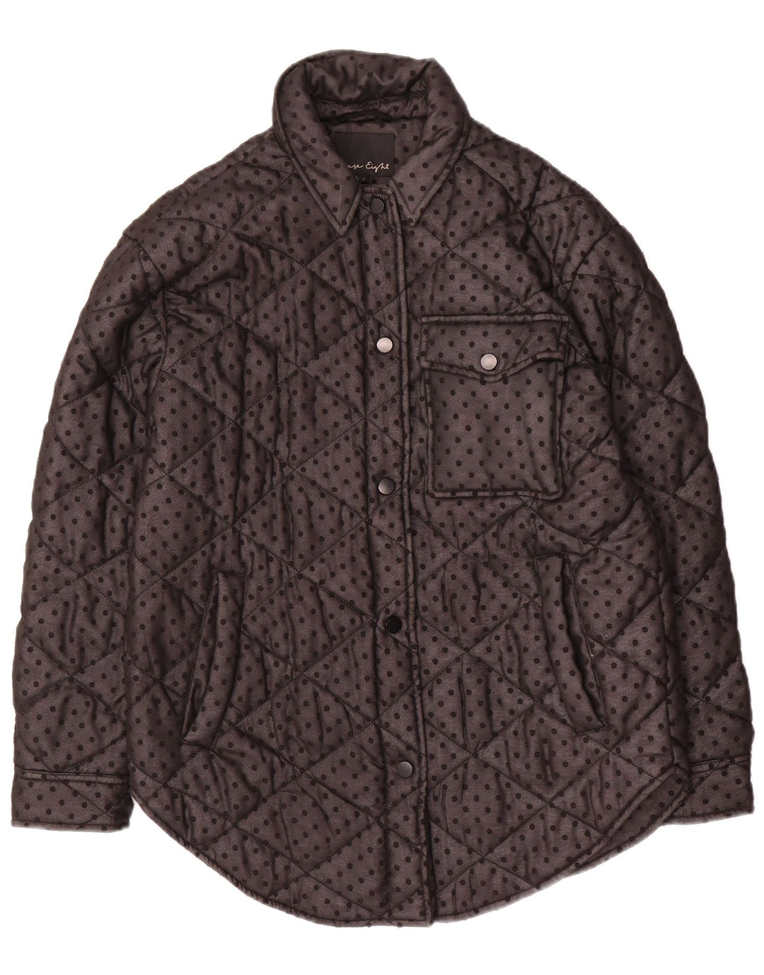 Phase Eight Dame Oversized Quiltet Jakke UK 8 Small Black Spotted