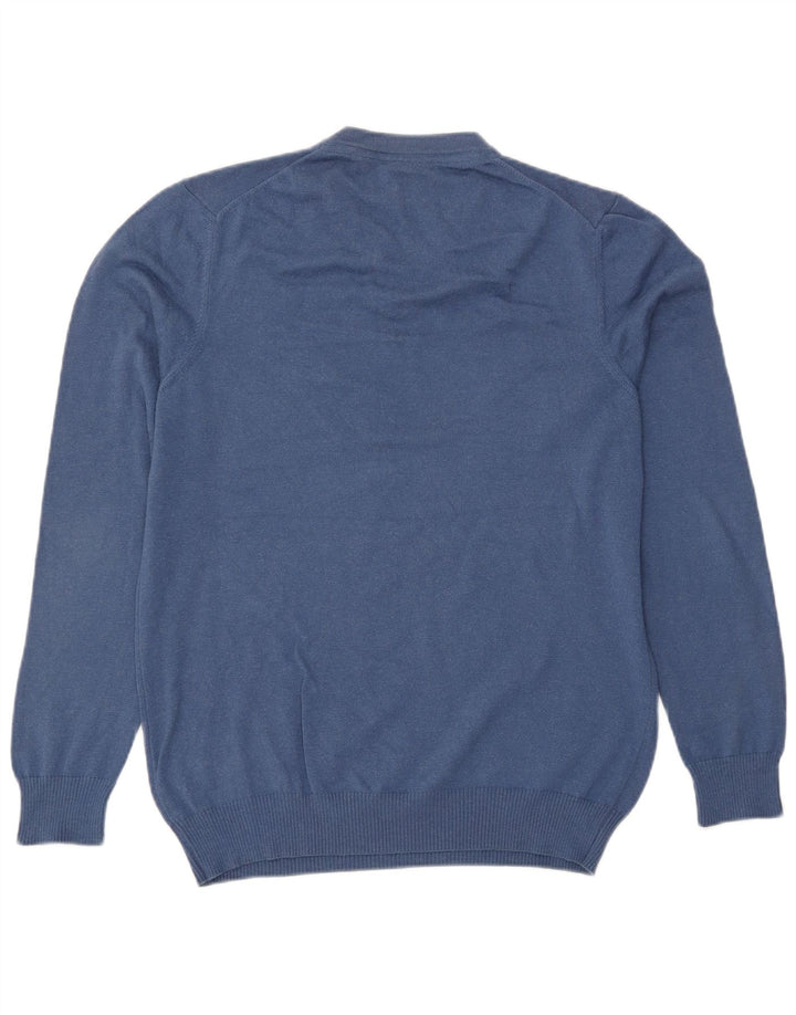 Lyle & Scott Herre V-hals sweater mellemblå bomuld