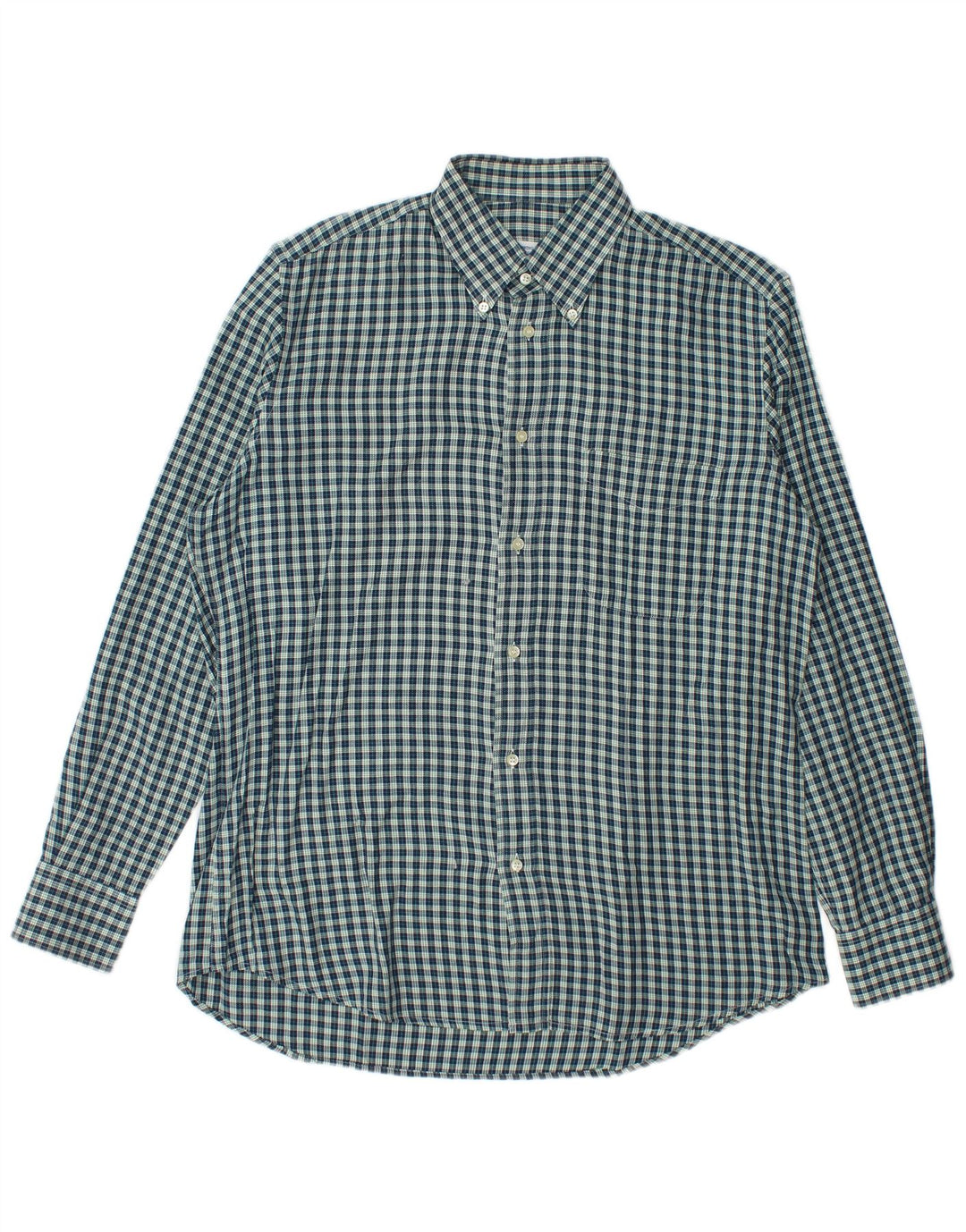 Vintage herre flannel skjorte størrelse 40 Medium marineblå Gingham bomuld