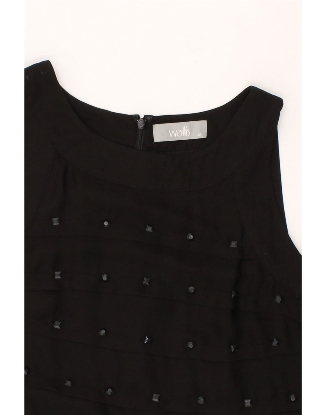 WALLIS Womens Sleeveless Sheath Dress UK 12 Medium Black Polyester Vintage Wallis and Second-Hand Wallis from Messina Hembry 