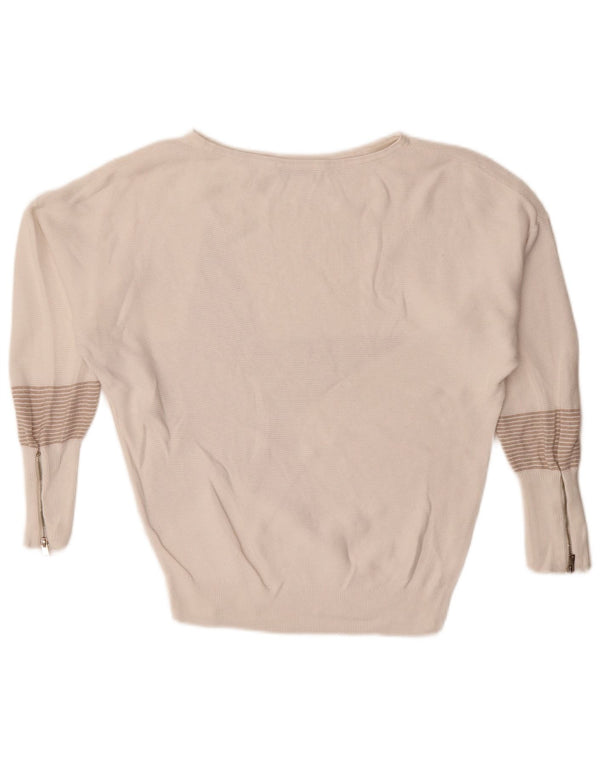 MINT VELVET Dame oversized bådhals sweater UK 6 XS Hvidstribet