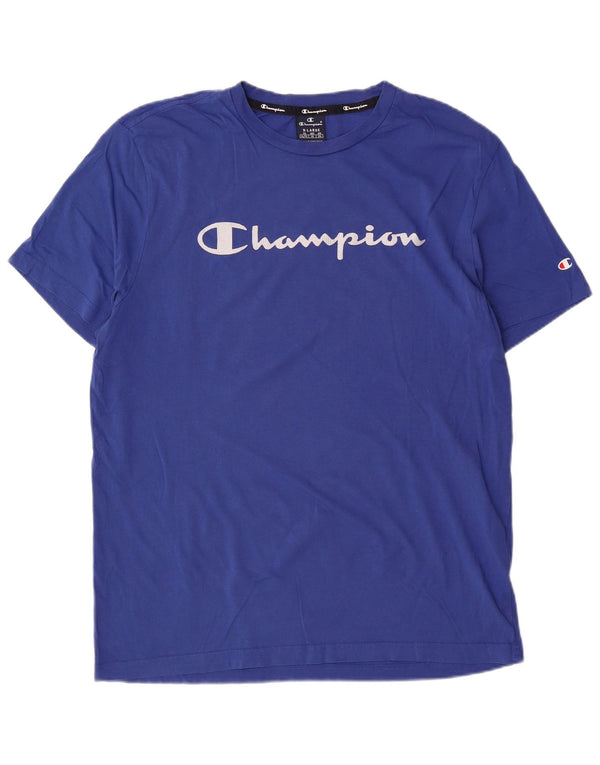 Champion Herre Grafisk T-Shirt Top XL Blå