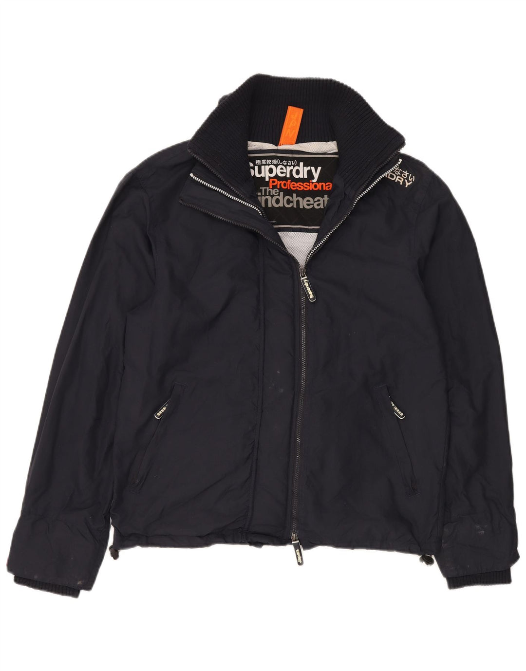 SUPERDRY Herre The Windcheater Grafisk regnjakke UK 40 Large Navy Blue