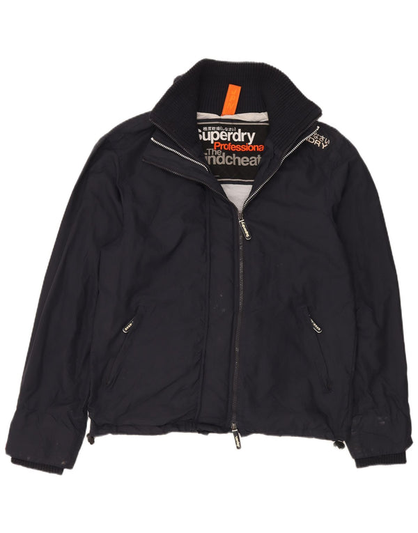 SUPERDRY Herre The Windcheater Grafisk regnjakke UK 40 Large Navy Blue