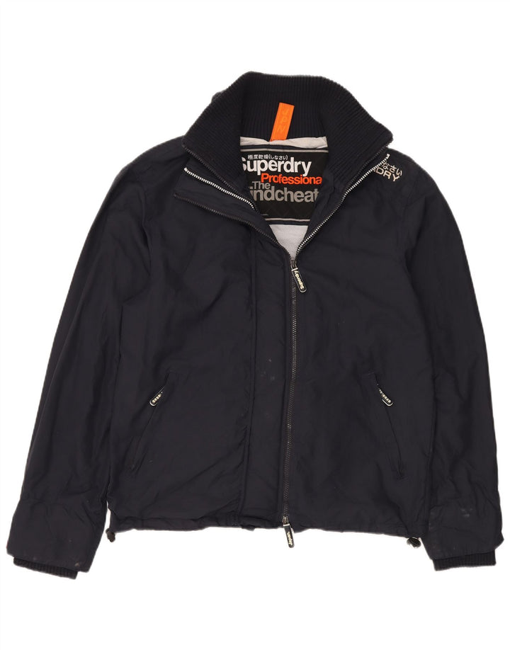 SUPERDRY Herre The Windcheater Grafisk regnjakke UK 40 Large Navy Blue
