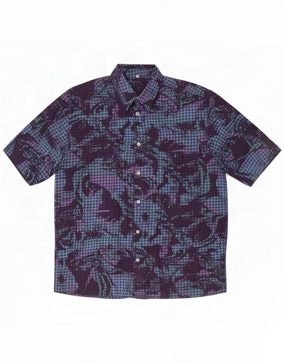 Vintage kortærmet skjorte til mænd Medium Flerfarvet Houndstooth
