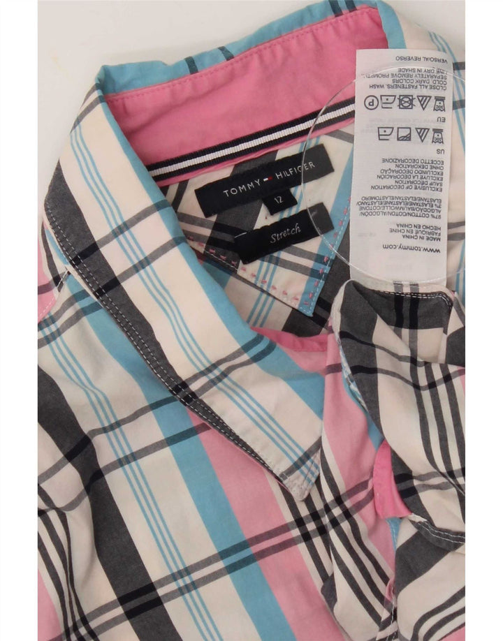 Tommy Hilfiger dameskjorte US 12 Stor flerfarvet plaid bomuld