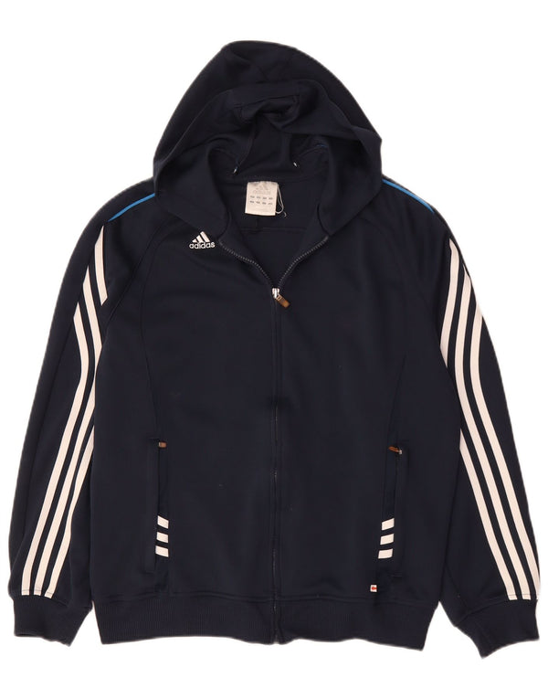 Adidas Mens Climalite Zip Hoodie Sweater Small Navy Blue Polyester