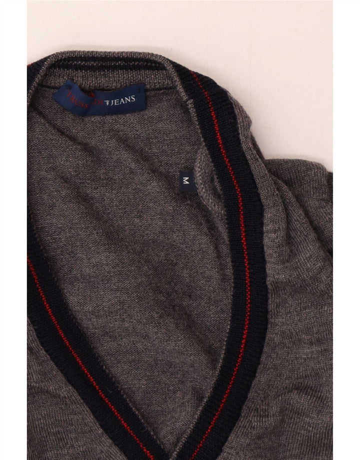 Trussardi Jeans Dame Cardigan Sweater UK 14 Medium Grey