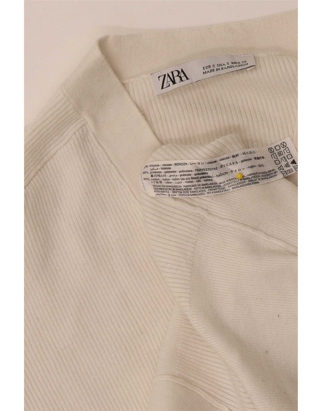 Zara Womens Crop Oversized cardigan sweater UK 10 Small White Viscose