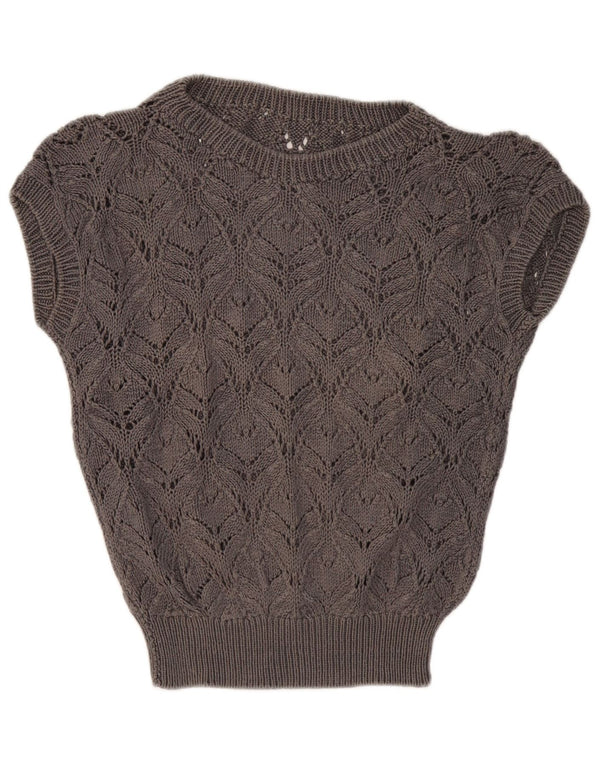 VINTAGE Dame Vest Tank Top UK 16 Large Grå