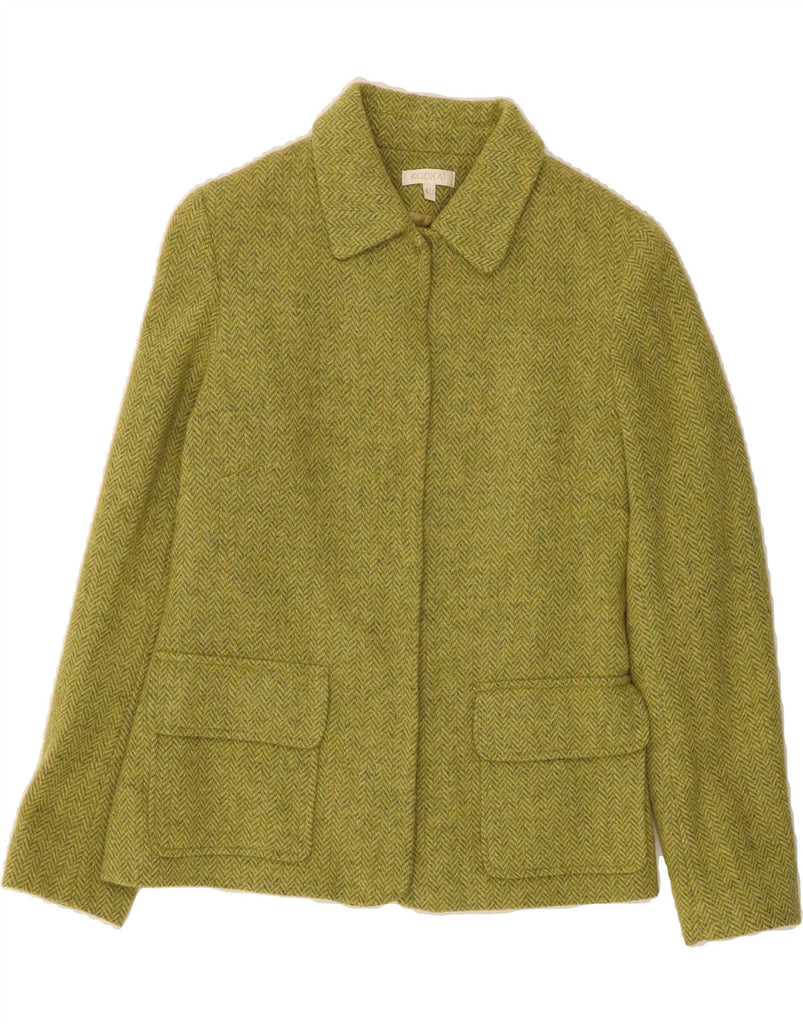 KOOKAI Womens Blazer Jacket EU 40 Medium Green Herringbone Wool Vintage Kookai and Second-Hand Kookai from Messina Hembry 