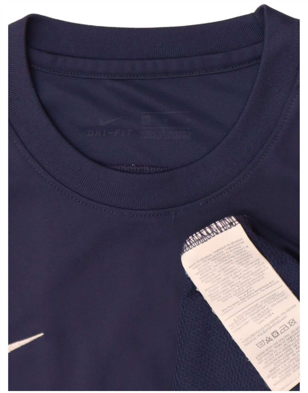 Nike Herre Dri Fit T-shirt Top Medium Marineblå Polyester