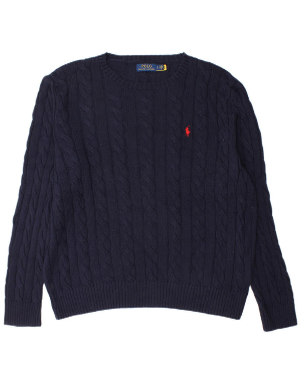 Polo Ralph Lauren Herre Loose Fit Crew Neck Jumper Sweater Large Navy Blue