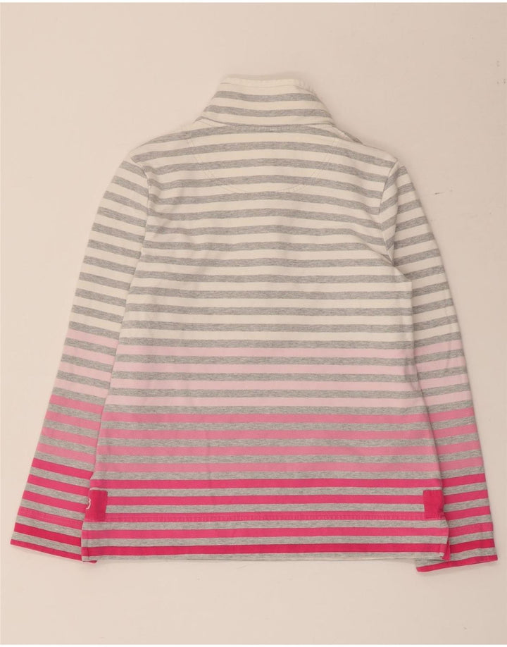 Joules Dame Button Neck Sweatshirt Jumper UK 12 Medium Grå Stribet