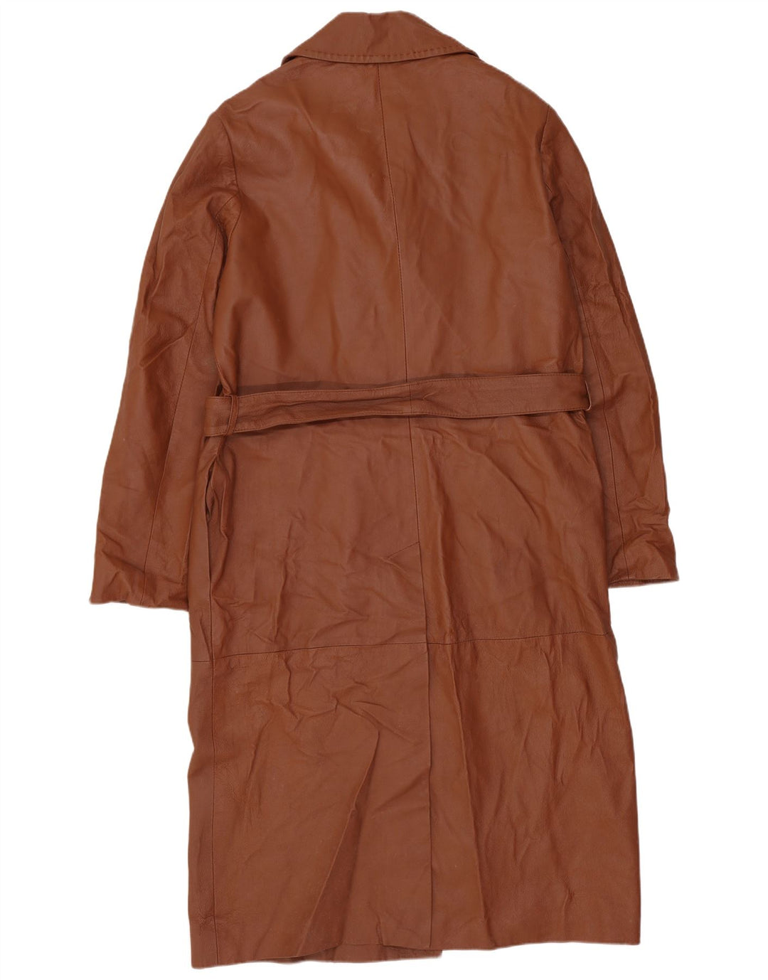 Vintage dame oversize dobbeltradet frakke UK 10 lille brunt læder