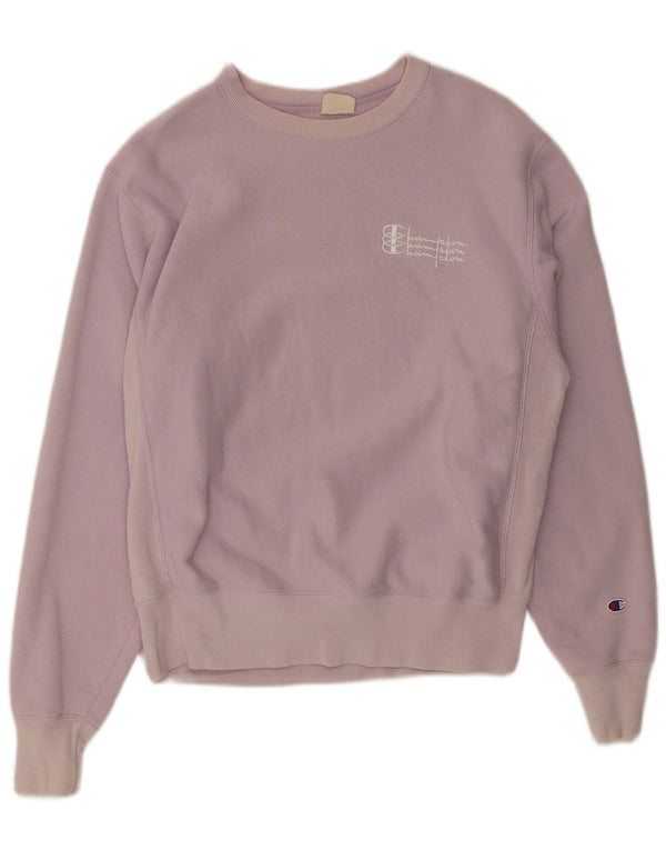 Champion Womens Oversized Sweatshirt Jumper UK 14 Medium Lilla Bomuld