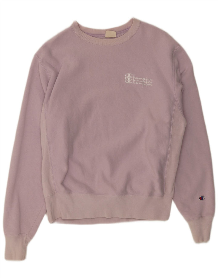 Champion Womens Oversized Sweatshirt Jumper UK 14 Medium Lilla Bomuld