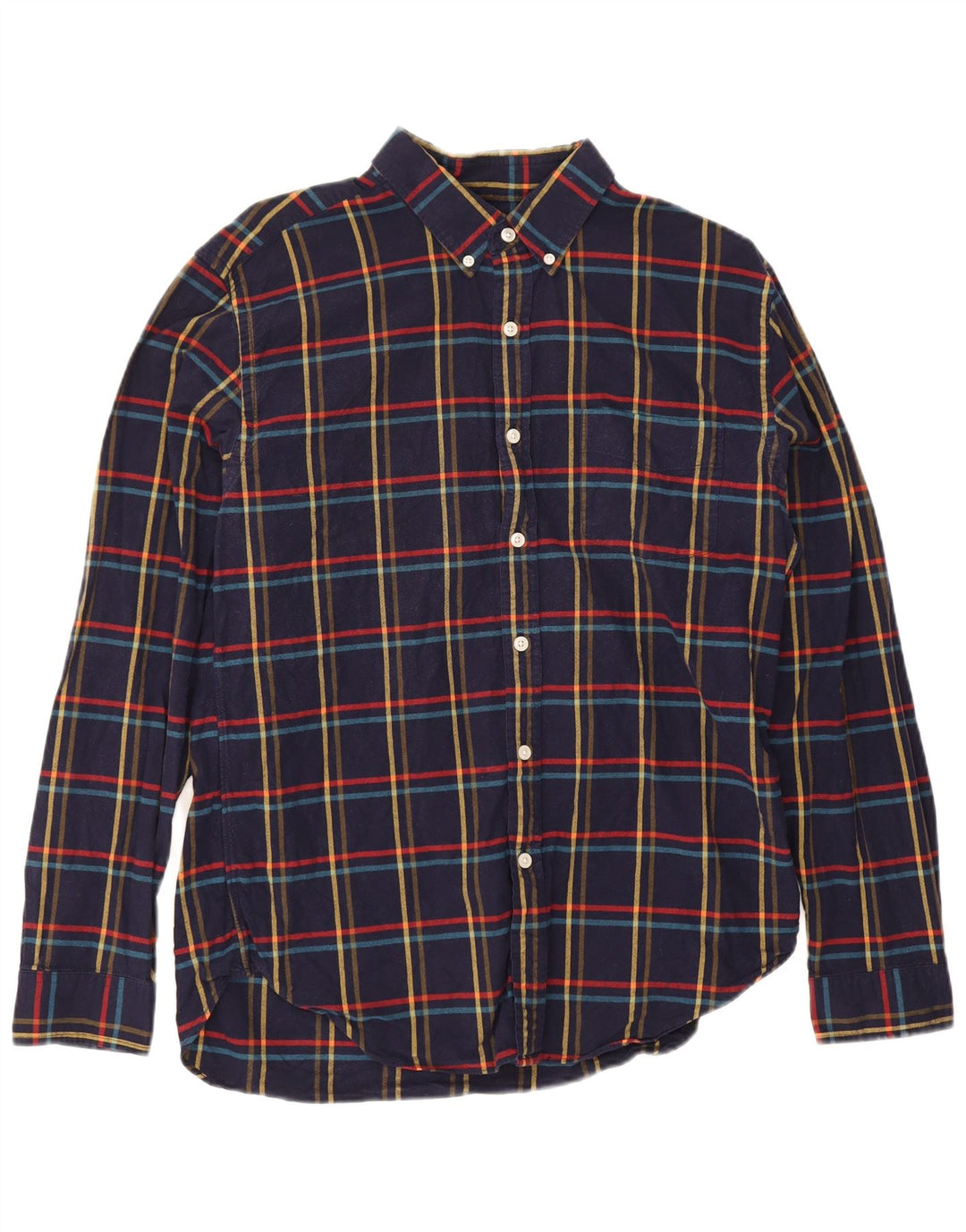 J. Crew Flannelskjorte til mænd Stor marineblå ternet bomuld