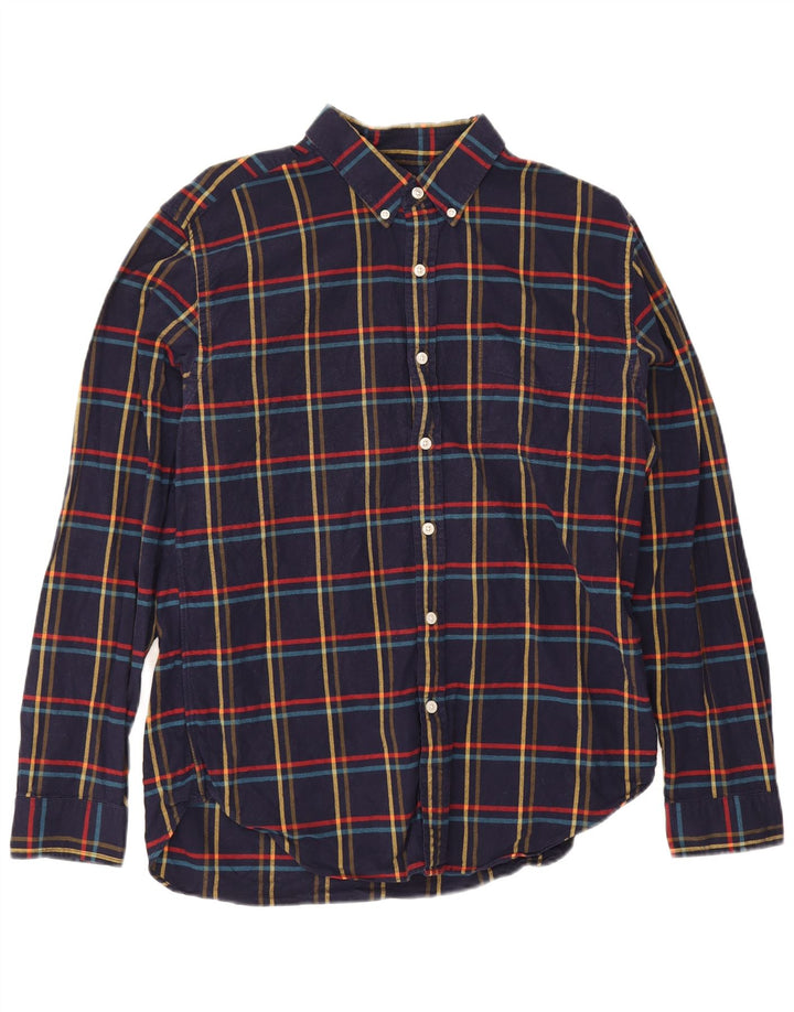 J. Crew Flannelskjorte til mænd Stor marineblå ternet bomuld