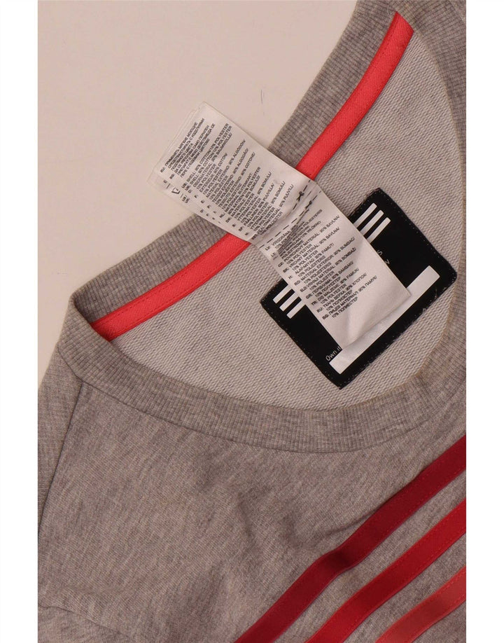 Adidas Dame Sweatshirt Jumper UK 12/14 Medium Grey Flecked Bomuld