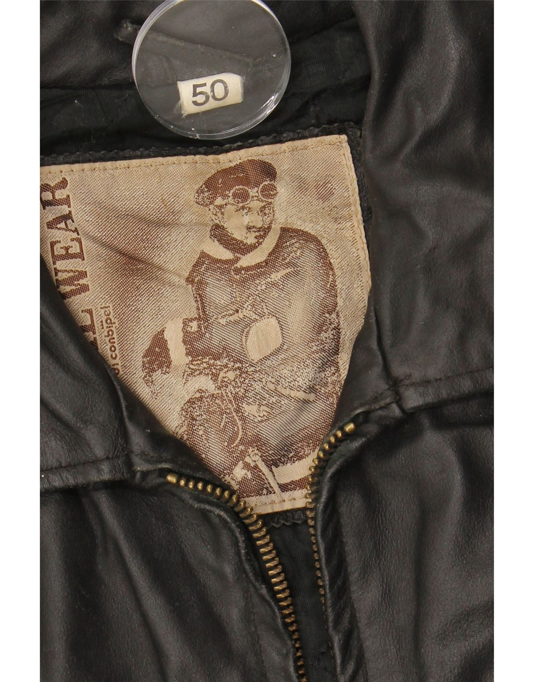 CONBIPEL Mens Leather Jacket IT 50 Large Black Leather Vintage Conbipel and Second-Hand Conbipel from Messina Hembry 