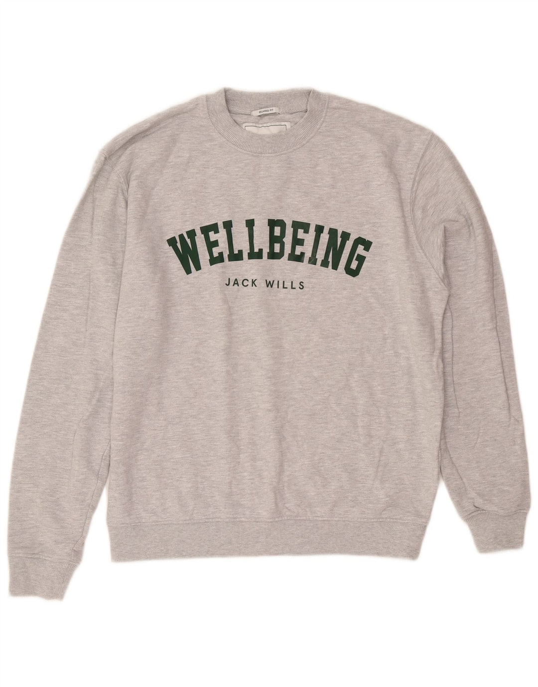 Jack Wills Herre Grafisk Relaxed Fit Sweatshirt Jumper Medium Grå Flecked