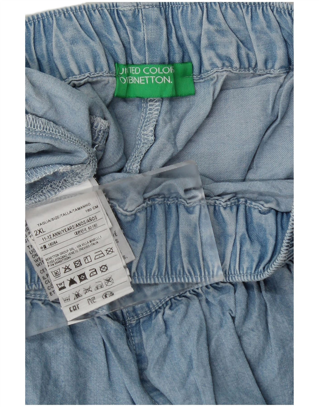 BENETTON Piger Casual Shorts 11-12 år 2XL W28 Blå Lyocell