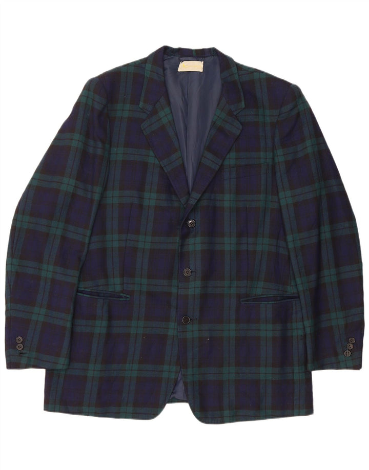 AQUASCUTUM Herre 3-knaps blazerjakke UK 40 Large Navy Blue Check