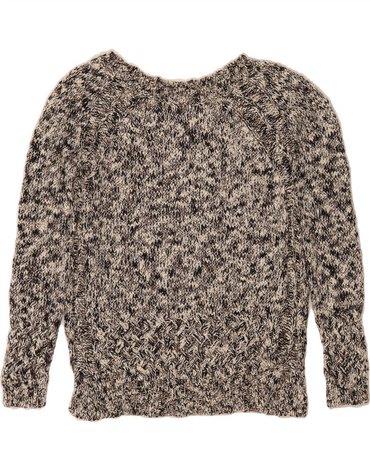 MASSIMO DUTTI Womens Boat Neck Jumper Sweater UK 14 Medium Grey Flecked Vintage Massimo Dutti and Second-Hand Massimo Dutti from Messina Hembry 