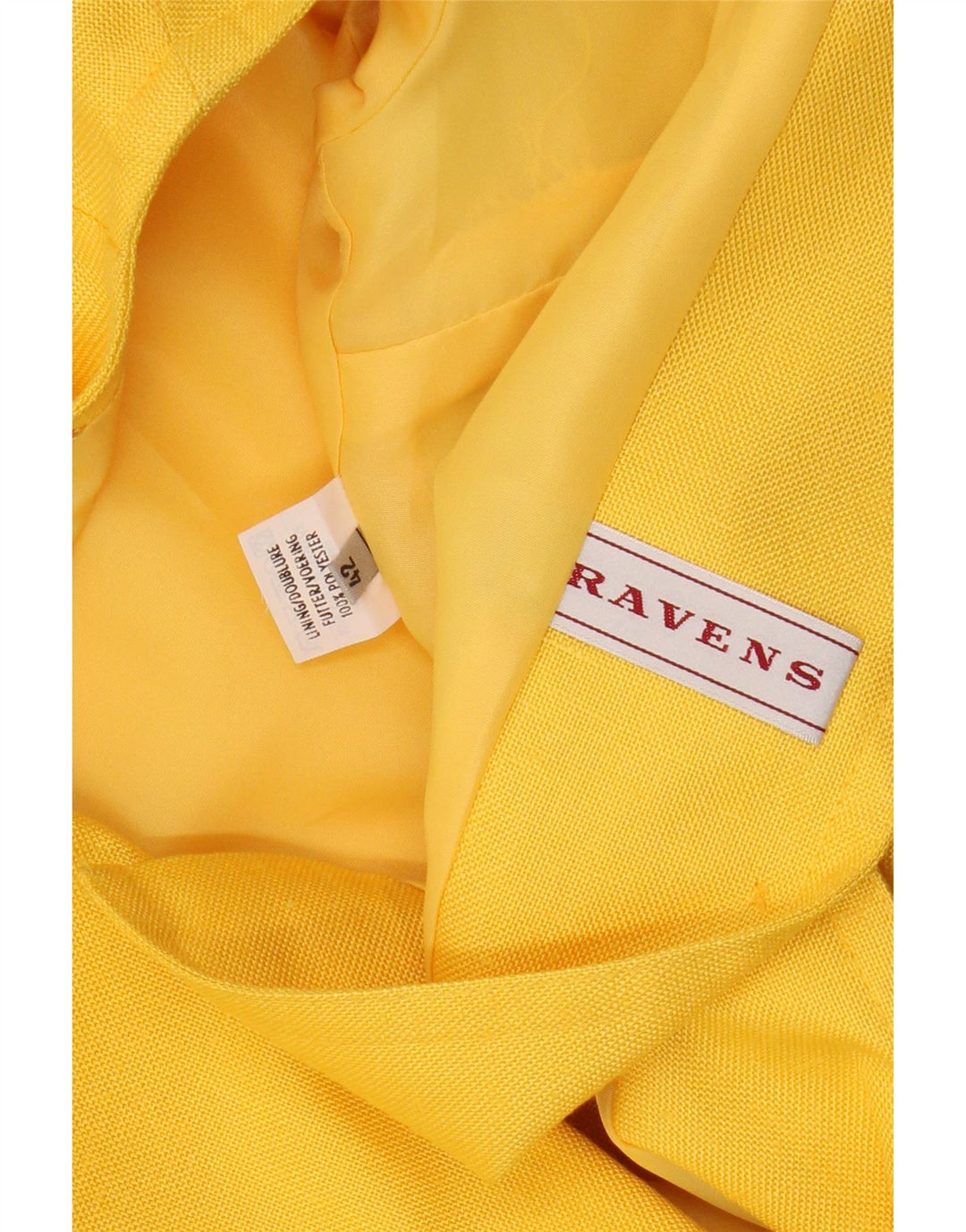 RAVENS Dame Crop 1 Knap Blazer Jakke IT 42 Medium Gul Polyester
