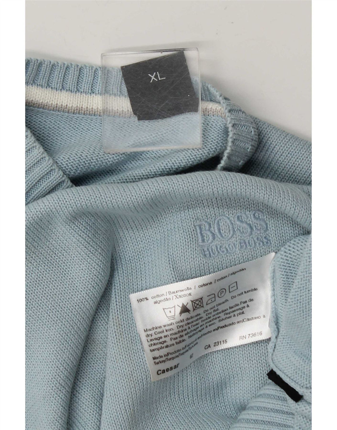 Hugo Boss Herre sweater med rund hals XL blå bomuld
