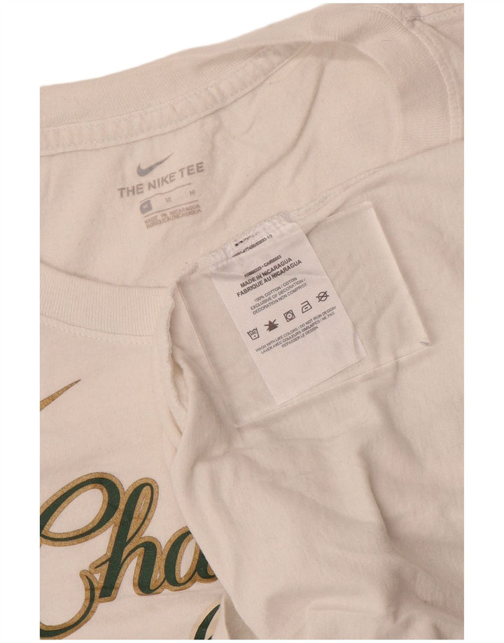 NIKE Dame Milwaukee Bucks Grafisk T-Shirt Top UK 14 Medium Hvid Bomuld