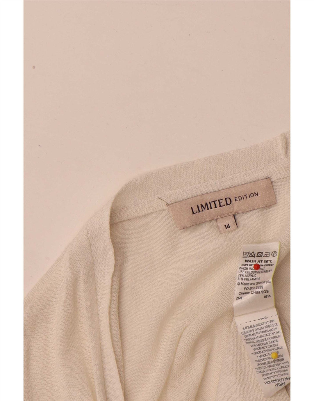 Marks & Spencer Dame Longline Cardigan Sweater UK 14 Medium Off White