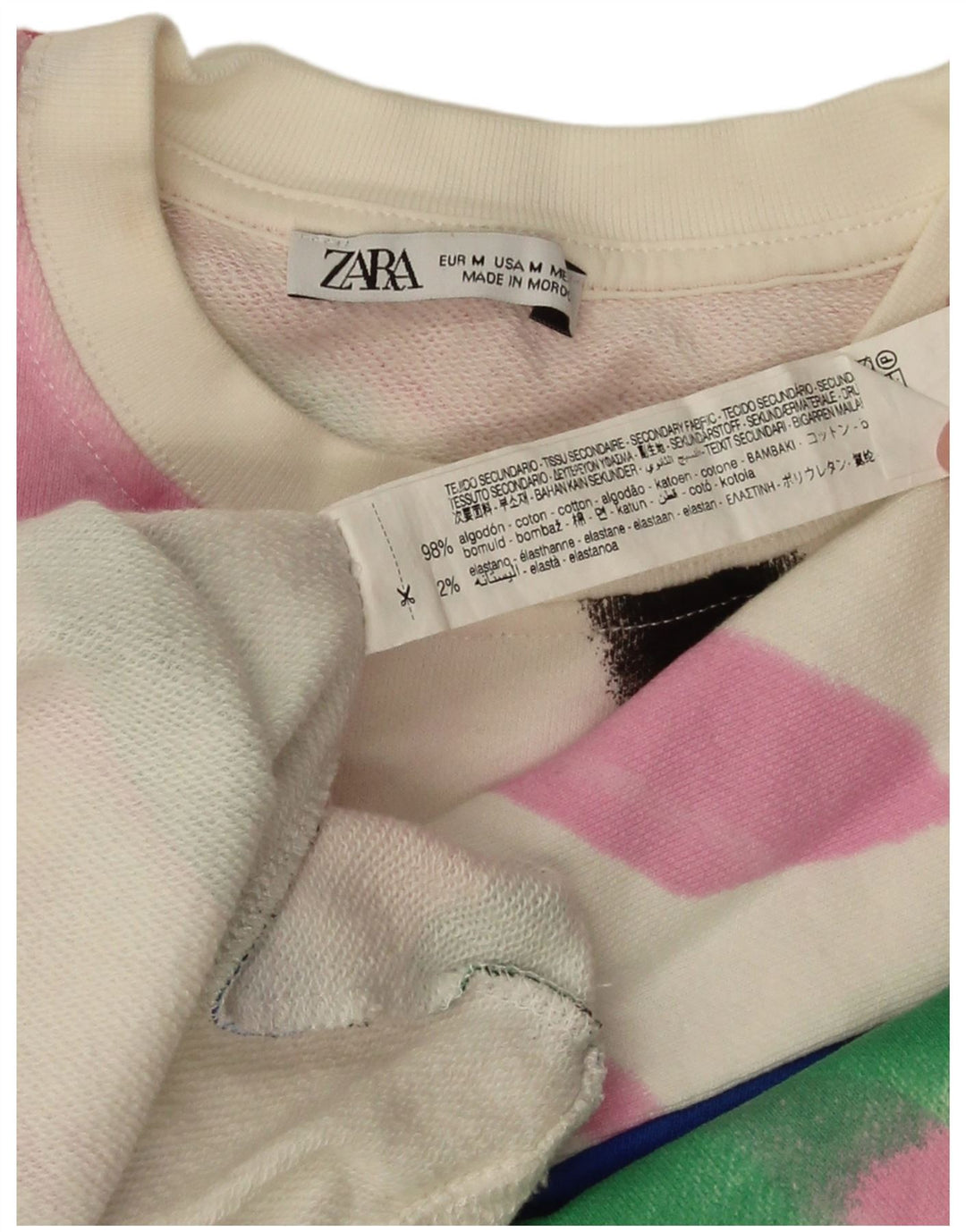 Zara Womens Grafisk Oversized Sweatshirt Jumper UK 14 Medium White Floral