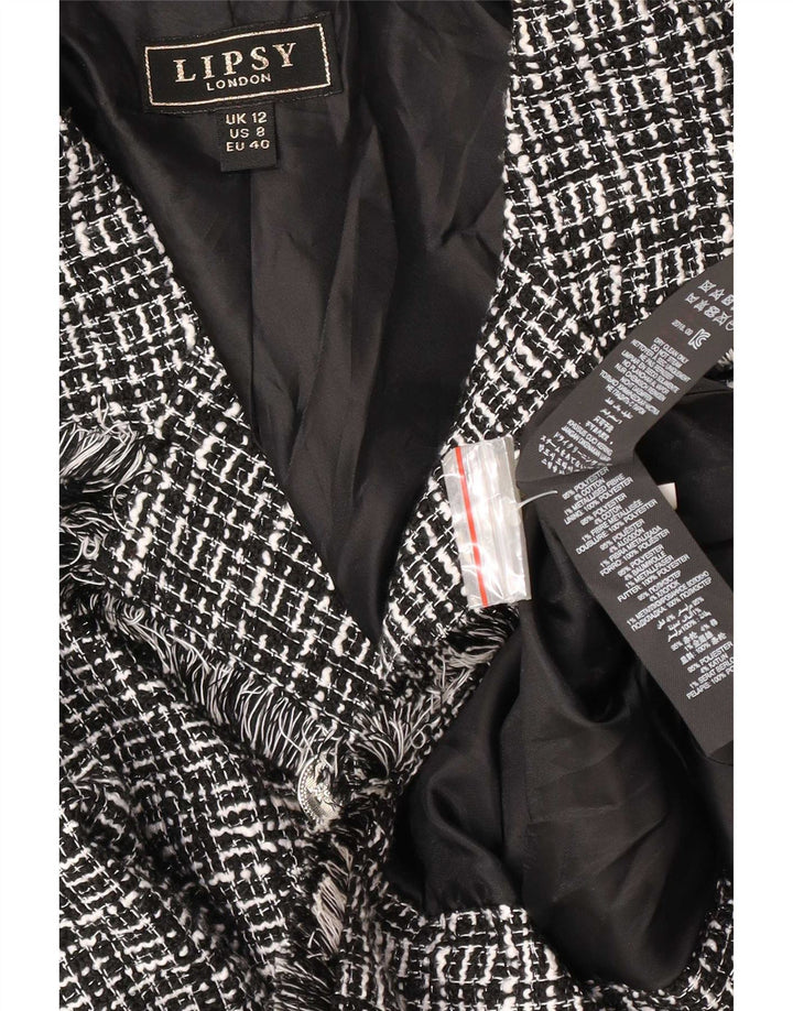 Lipsy Dame Double Breasted Blazer Jacket UK 12 Medium Black Flecked