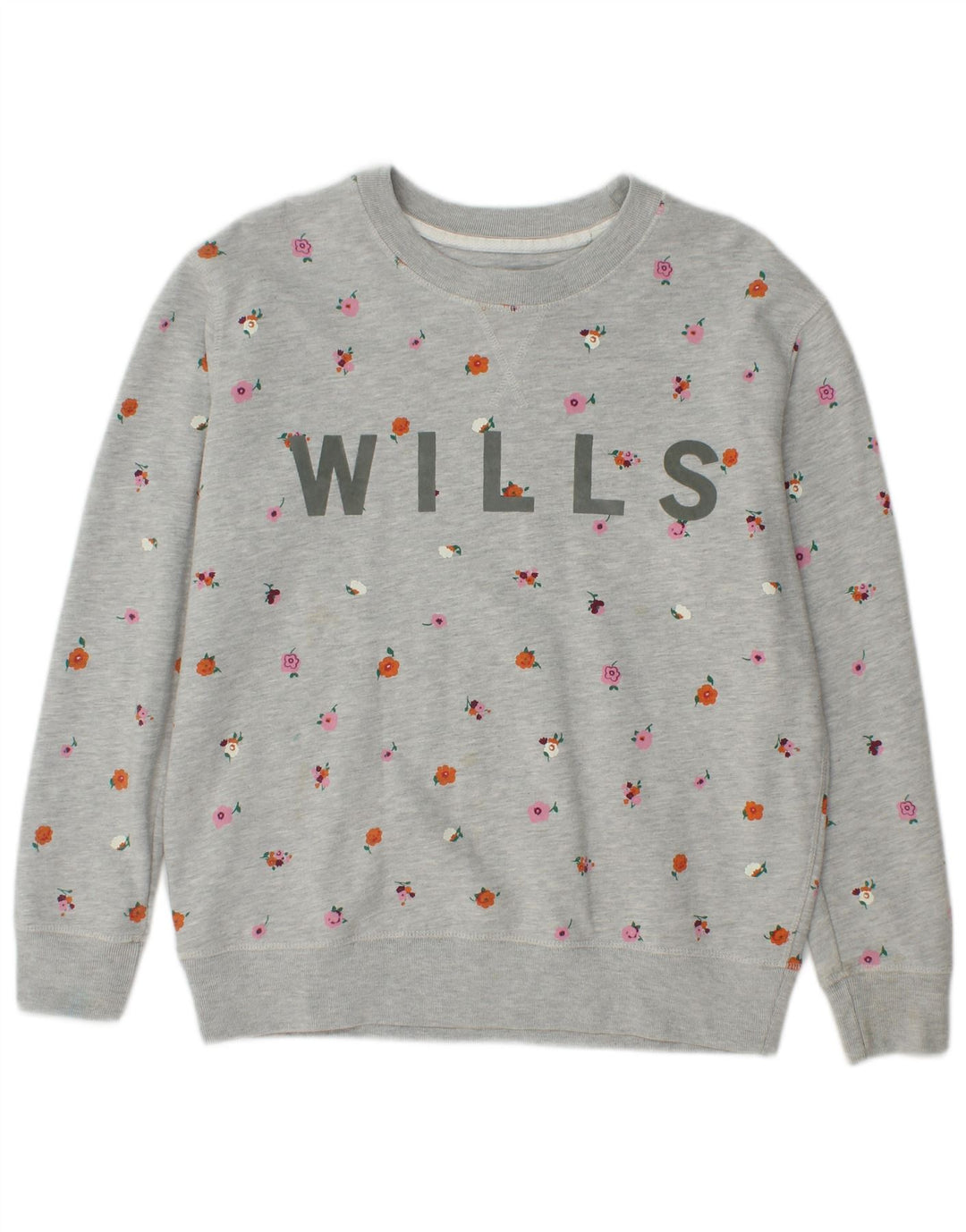 Jack Wills Dame Grafisk Sweatshirt Jumper UK 8 Small Grey Floral