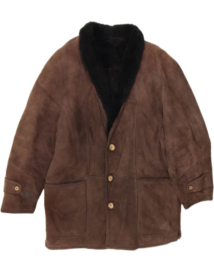 VINTAGE Mens Shearling Jacket IT 50 Large Brown Shearling Vintage Vintage and Second-Hand Vintage from Messina Hembry 