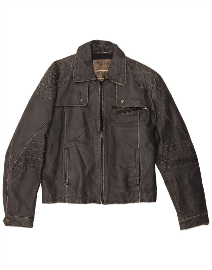 Vintage herre læderjakke IT 52 XL Sort