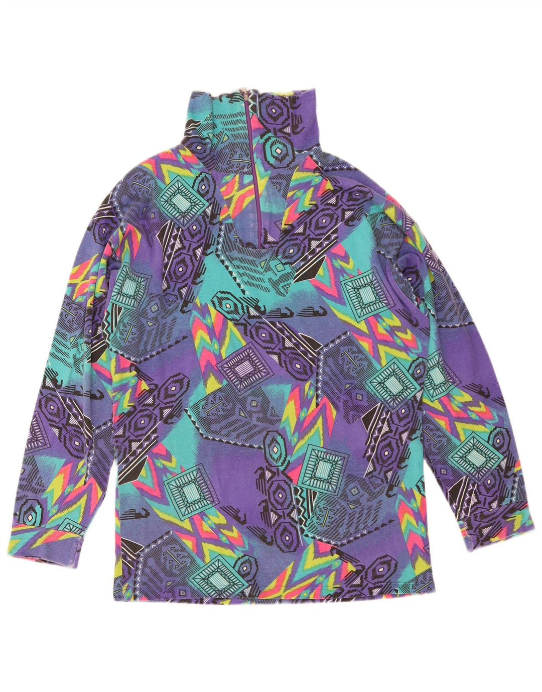 Medico Herre Zip Neck Grafisk Top Langærmet EU 48 Medium Lilla Geometrisk
