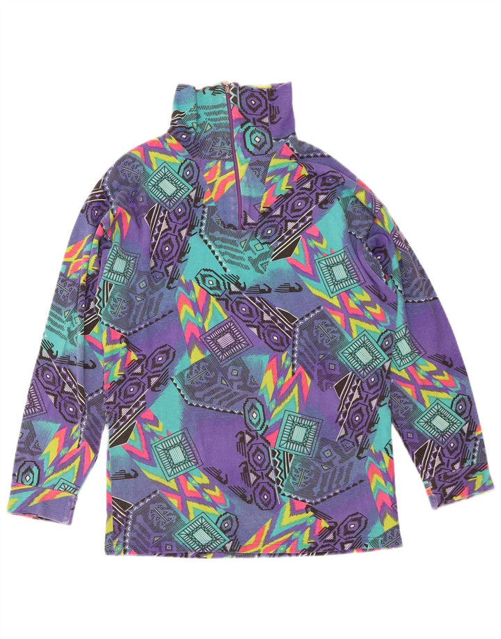 Medico Herre Zip Neck Grafisk Top Langærmet EU 48 Medium Lilla Geometrisk