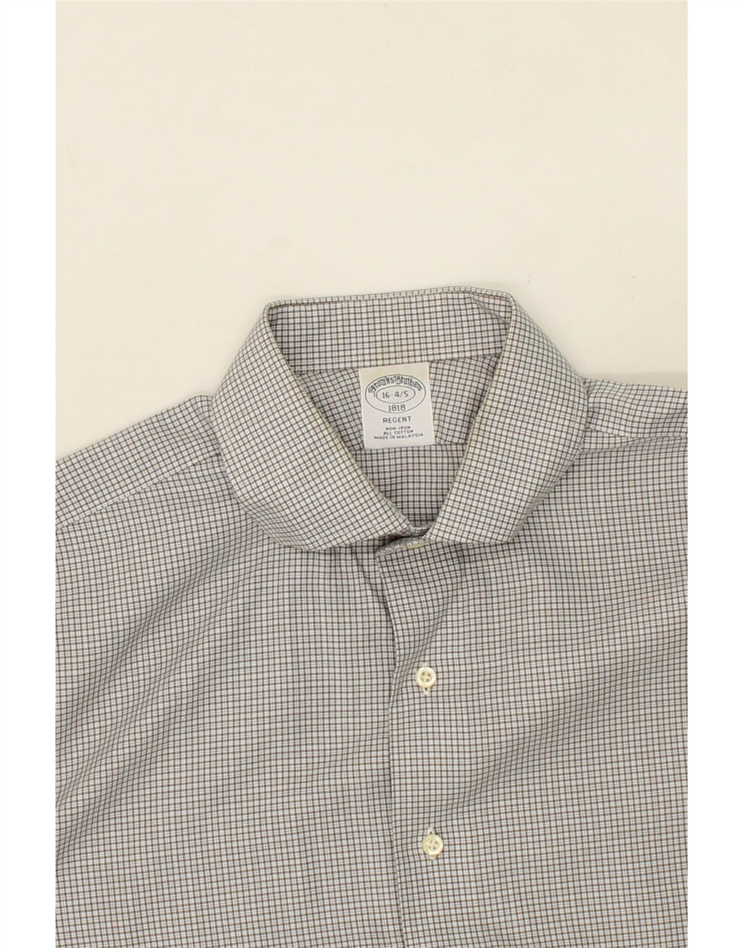 BROOKS BROTHERS Mens Regent Shirt Size 16 4/5 Large Grey Check Cotton Vintage Brooks Brothers and Second-Hand Brooks Brothers from Messina Hembry 