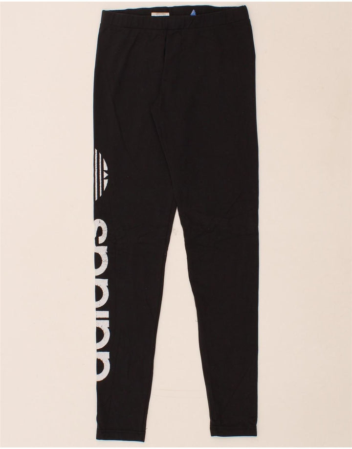 ADIDAS Womens Graphic Leggings UK 8 Small Black Cotton Vintage Adidas and Second-Hand Adidas from Messina Hembry 
