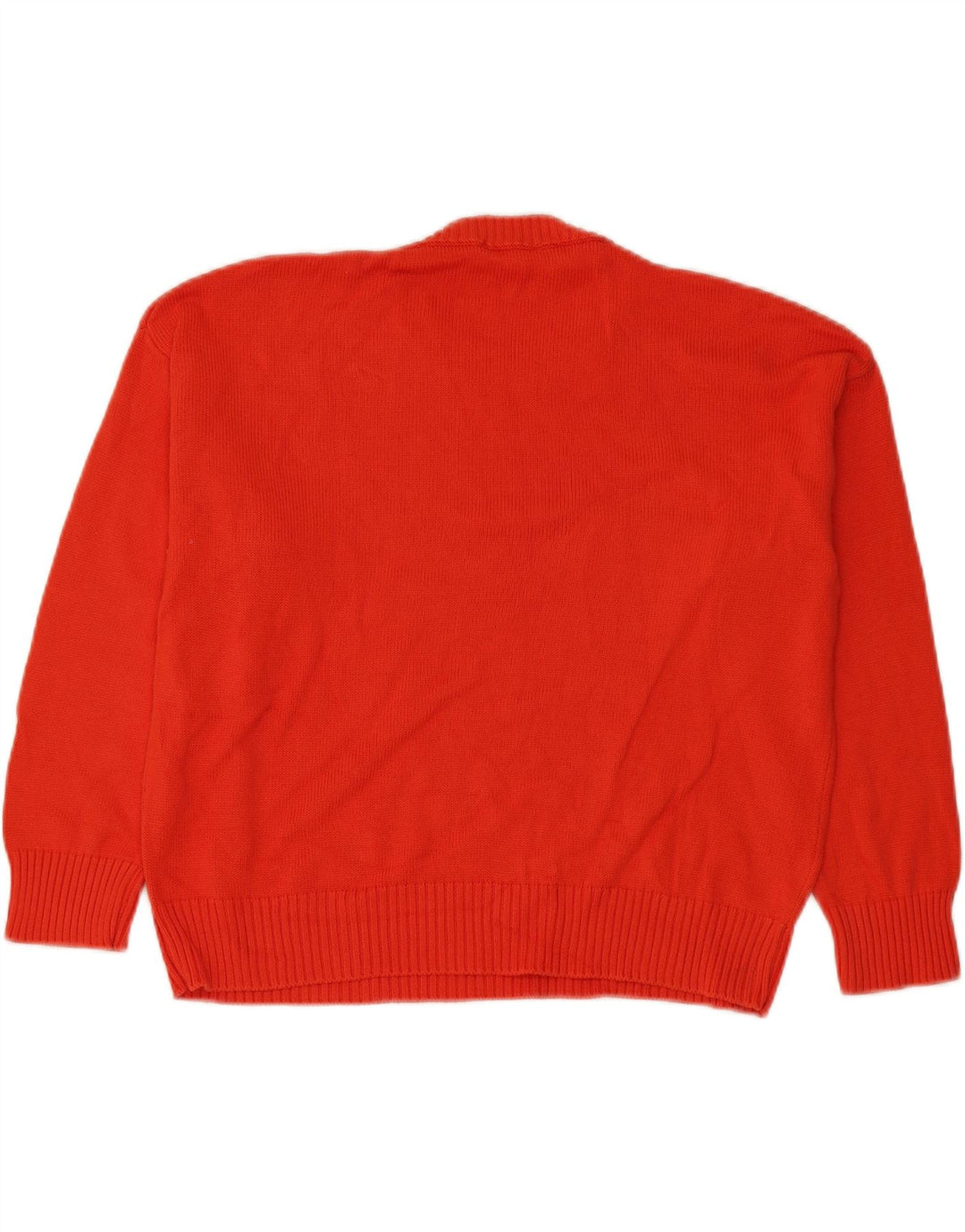 Benetton Dame Oversized Crew Neck Jumper Sweater UK 14 Medium Rød Bomuld