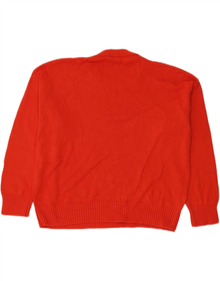 Benetton Dame Oversized Crew Neck Jumper Sweater UK 14 Medium Rød Bomuld