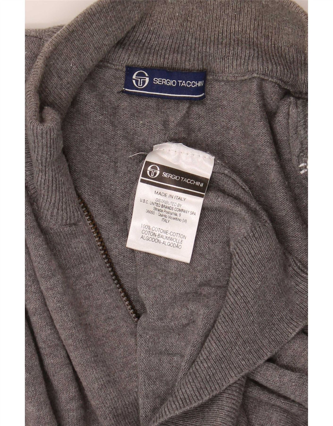 Sergio Tacchini herre cardigan sweater mellemgrå bomuld