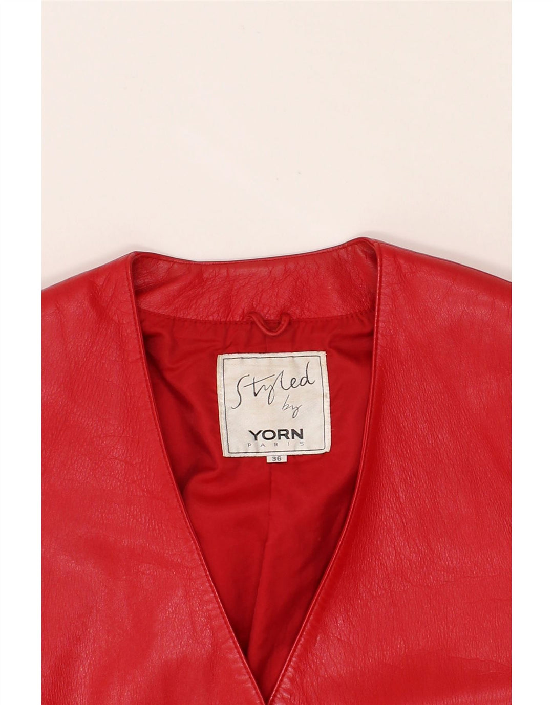 VINTAGE Womens 2 Button Leather Blazer Jacket EU 36 Small Red Leather Vintage Vintage and Second-Hand Vintage from Messina Hembry 