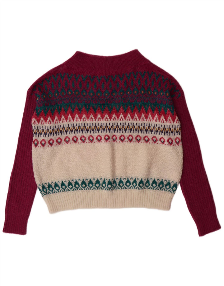 Benetton Dame Turtle Neck Jumper Sweater UK 14 Medium Burgundy Akryl