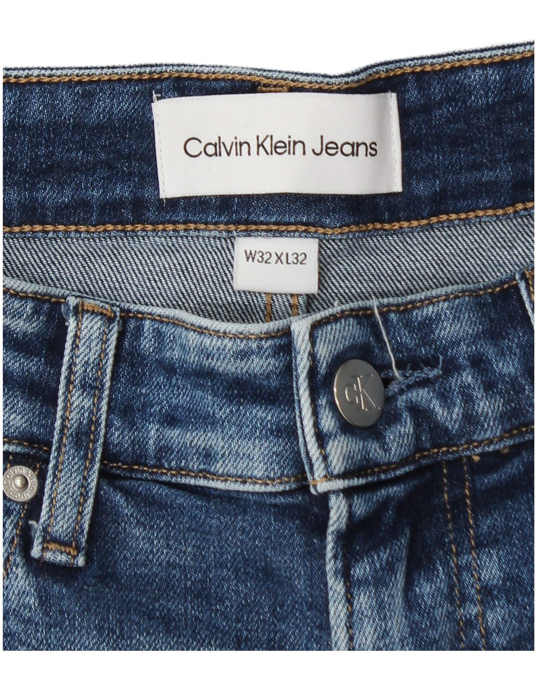 Calvin Klein Straight Jeans til mænd W32 L27 blå bomuld